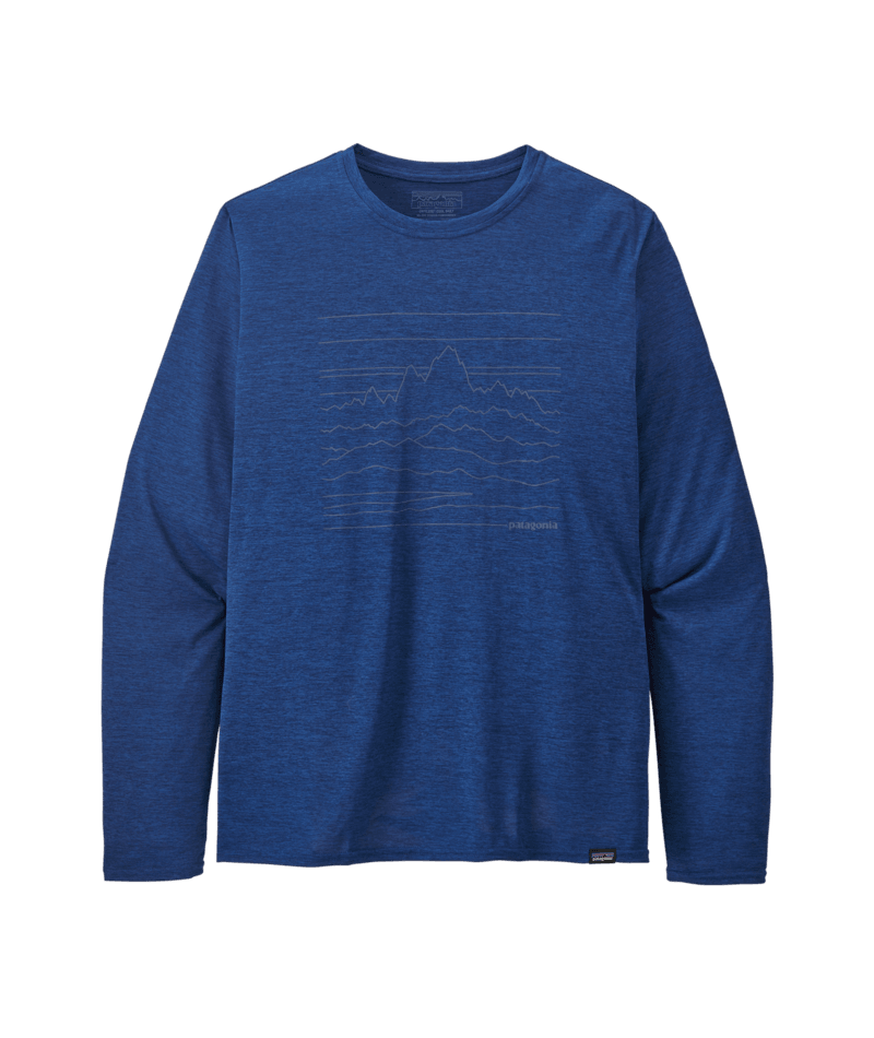 Patagonia Men's Long-Sleeved Capilene Cool Daily Graphic Shirt Up High Endurance: Superior Blue X-Dye