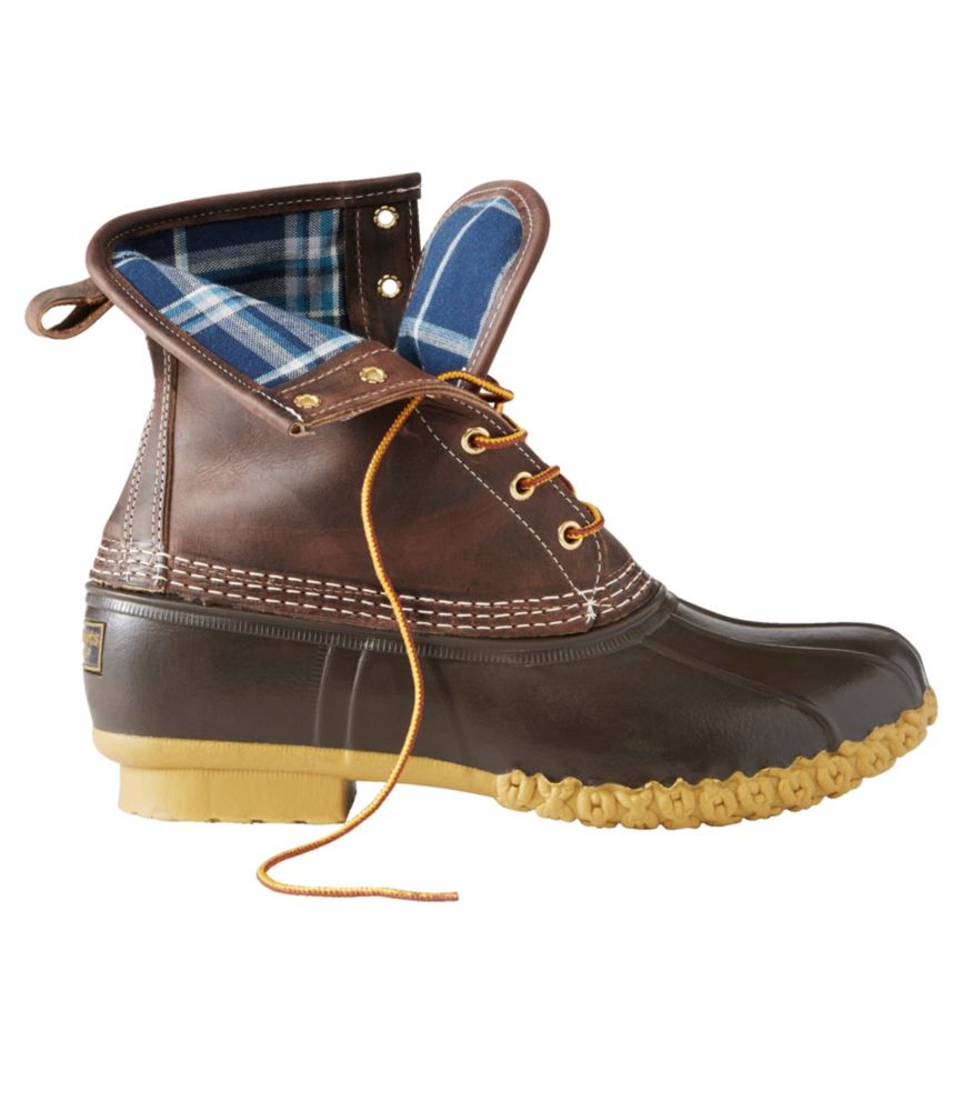 Men's Bean Boots 8, Flannel-Lined PrimaLoft