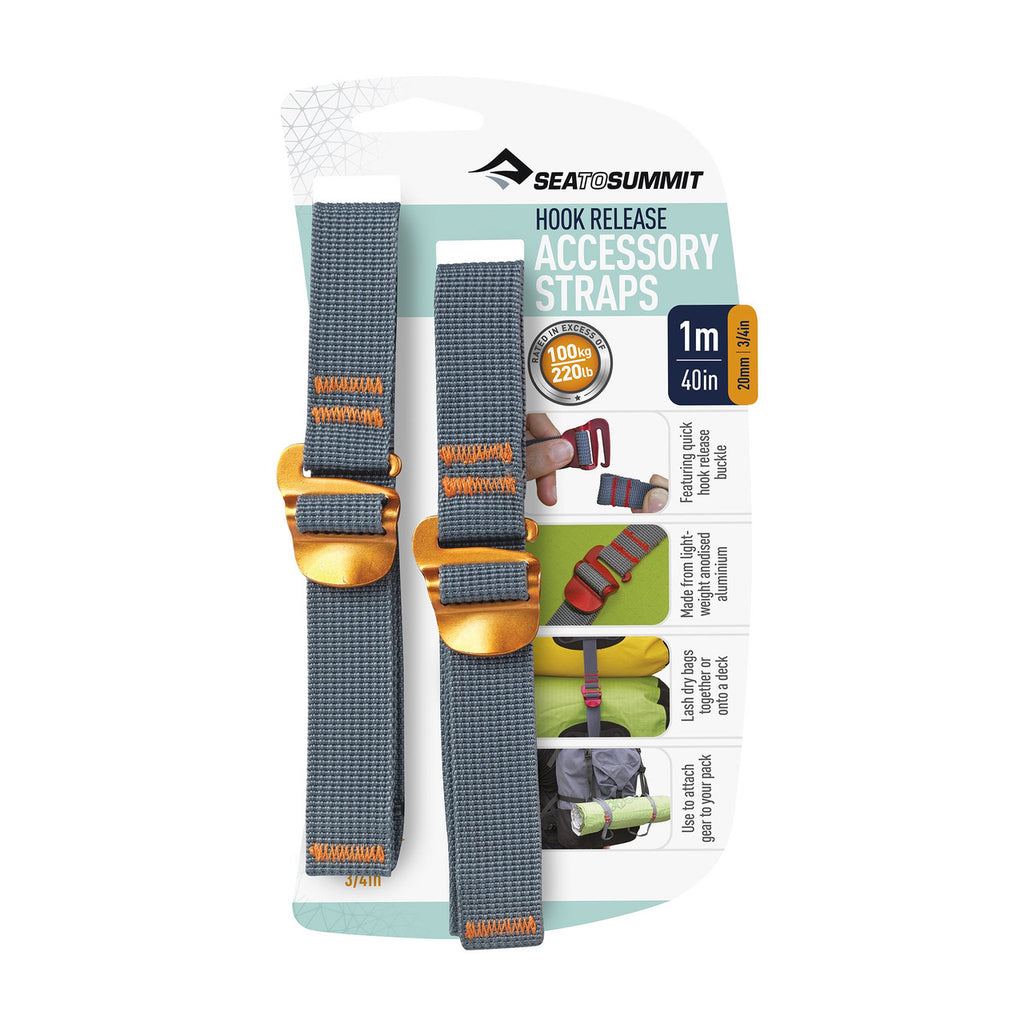 Sea to Summit Acc. Straps w hook release (pair) 10mm / 3/8" webbing | J&H Outdoors