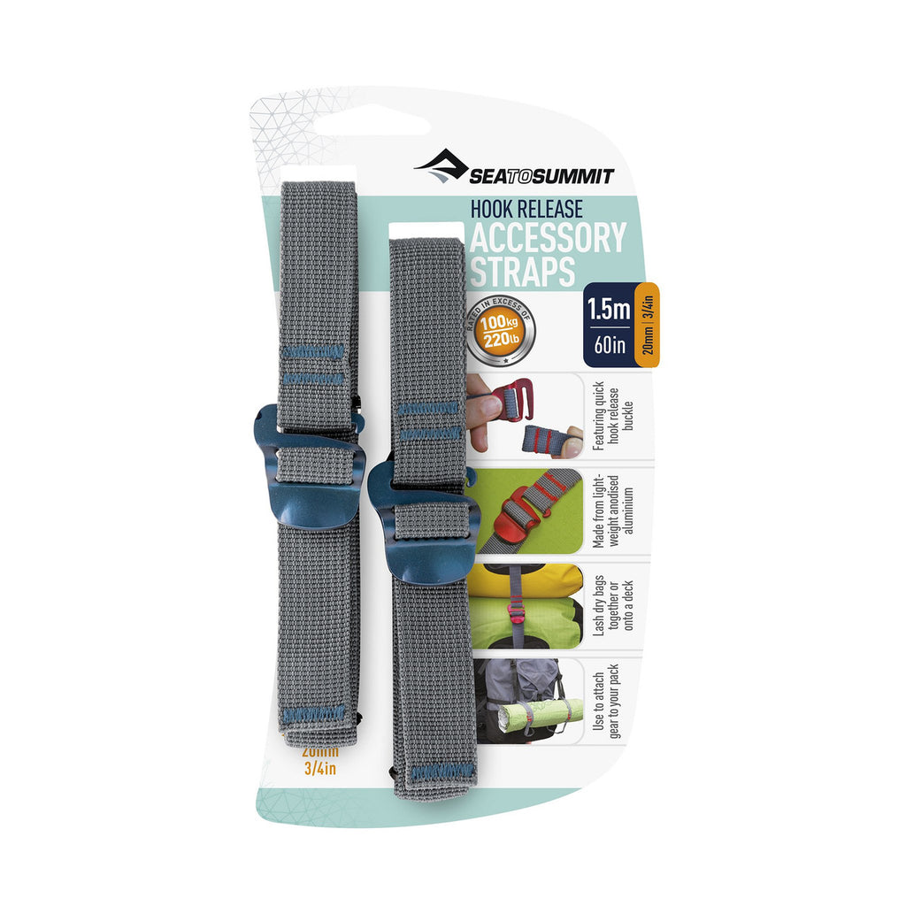 Sea to Summit Acc. Straps w hook release (pair) 10mm / 3/8" webbing | J&H Outdoors