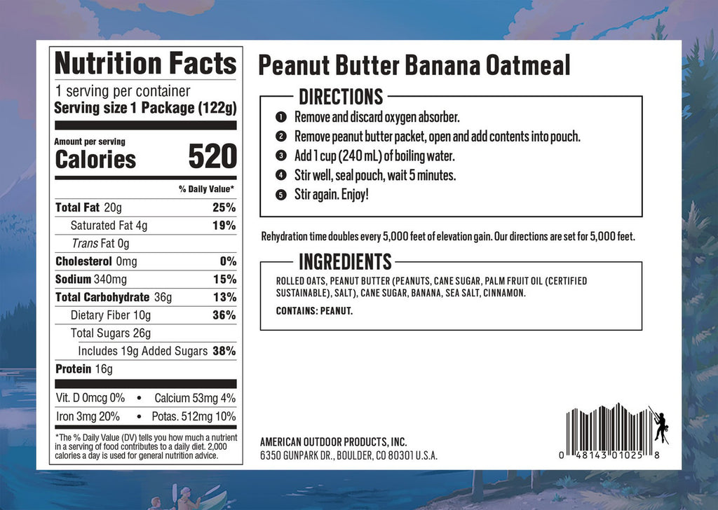 Backpacker's Pantry Peanut Butter & Banana Oatmeal | J&H Outdoors