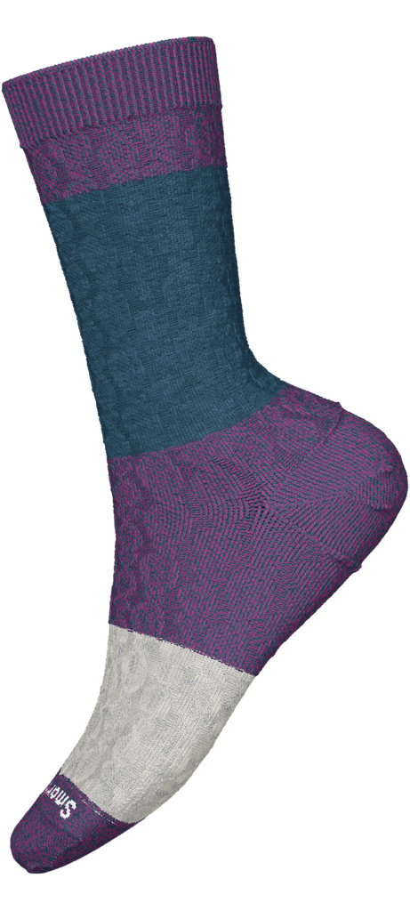 Smartwool Everyday Color Block Cable Crew Socks Twilight Blue